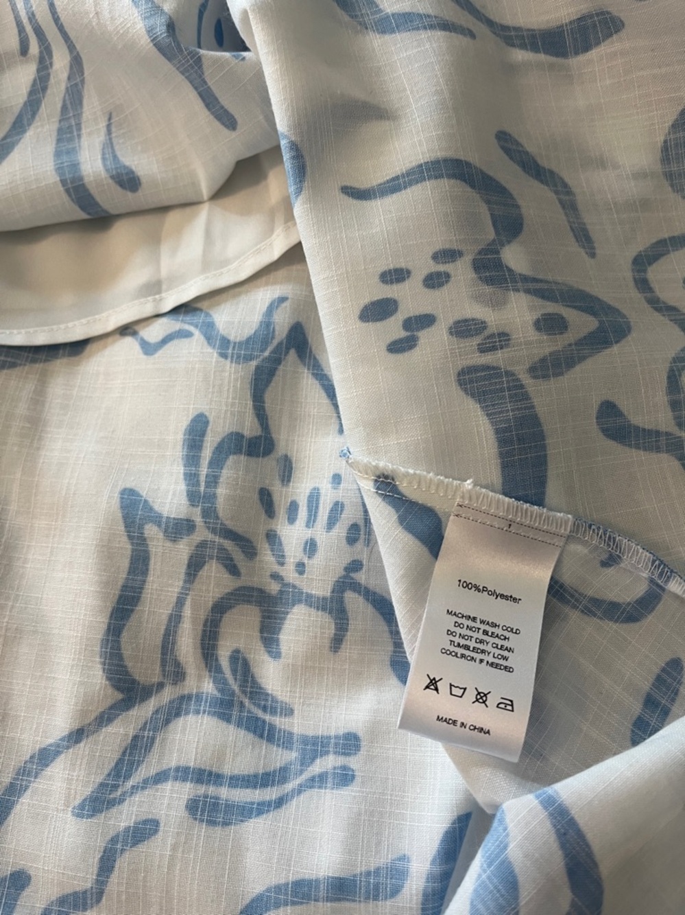 Ador Curve Pocket Sleeveless Shirt Maxi Dress White Blue Floral Size M - Picture 15 of 16